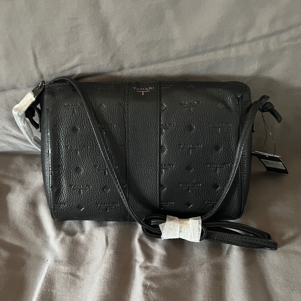 NWT Tahari Logo Bag - Black Leather Crossbody